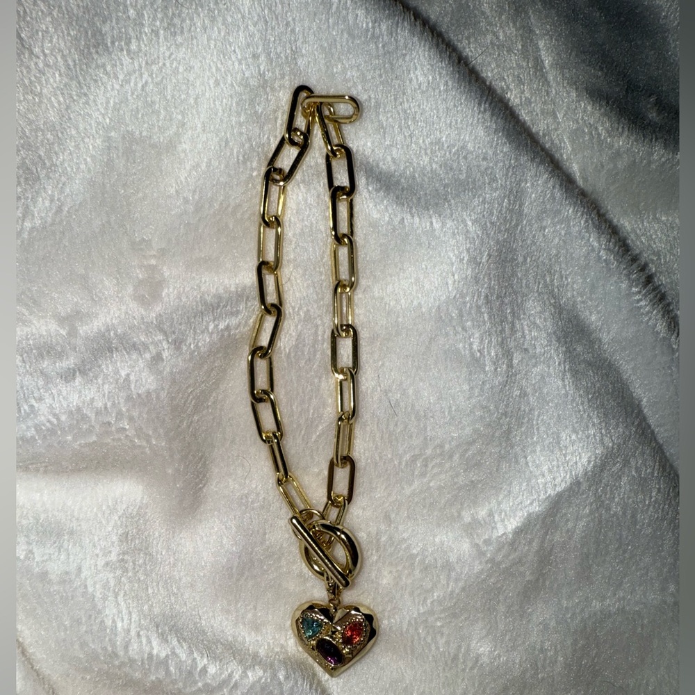 Kendra Scott Gold Heart Bracelet with Multicolor Gems